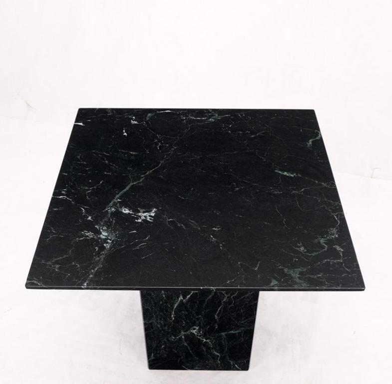 Square Black Marble Single Pedestal Side End Table Night Stand Pedestal