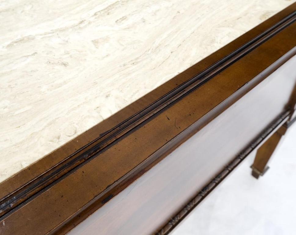 Pair Vintage Travertine Tops Cherry or Walnut Two Drawers End Tables Nightstands