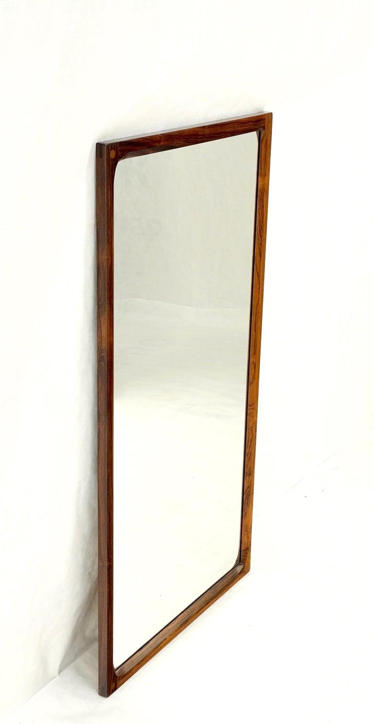 Danish Mid Century Modern Solid Rosewood Frame Rectangle Wall Mirror MINT!