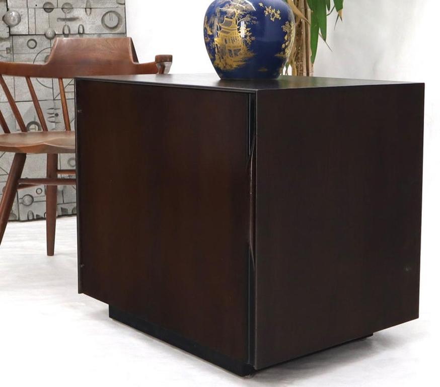 Mid-Century Modern Cube Shape Compact Liquor Cabinet End Table Espresso Finish