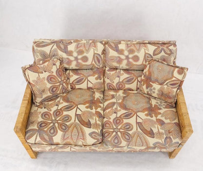 Mid-Century Modern Box Shape Rattan Cane Bamboo Loveseat Sofa Settee Mint!
