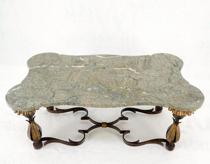 Gothic Regency Italian Forged Metal Base Figural Marble Top Coffee Table Mint!