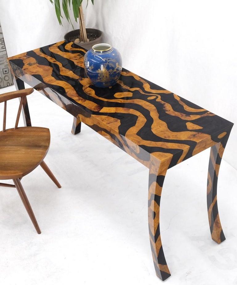 Modern Tiger Pattern Tessellated Stone Cabriole Legs Console Sofa Table Mint