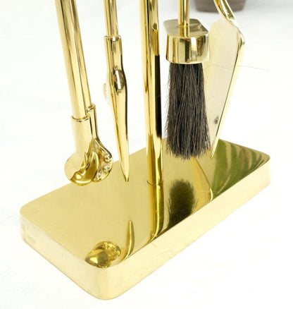 Set of Quality Mid Century Modern Brass Fireplace Tools