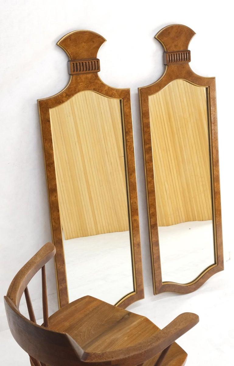 Pair of Decorative Figural Shape Burl Wall Mirrors Mid Century Modern Mint