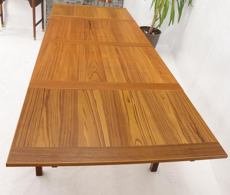 Danish Mid-Century Modern Teak Refectory Dining Table Leaves