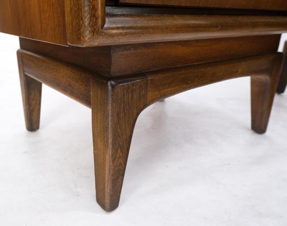 Pair Mid-Century Modern Dimond Front Drawers End Tables Nightstands Stands
