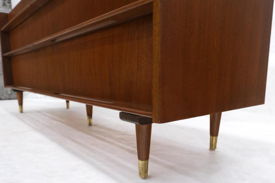 Edmund Spence Attributed Large 6 Drawers Walnut Dresser W/ Gallery Top Cone Legs