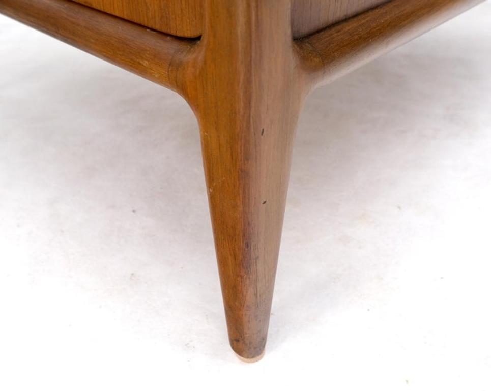 Henredon Solid Walnut Sculptural Two Tier One Drawer Step Side Table