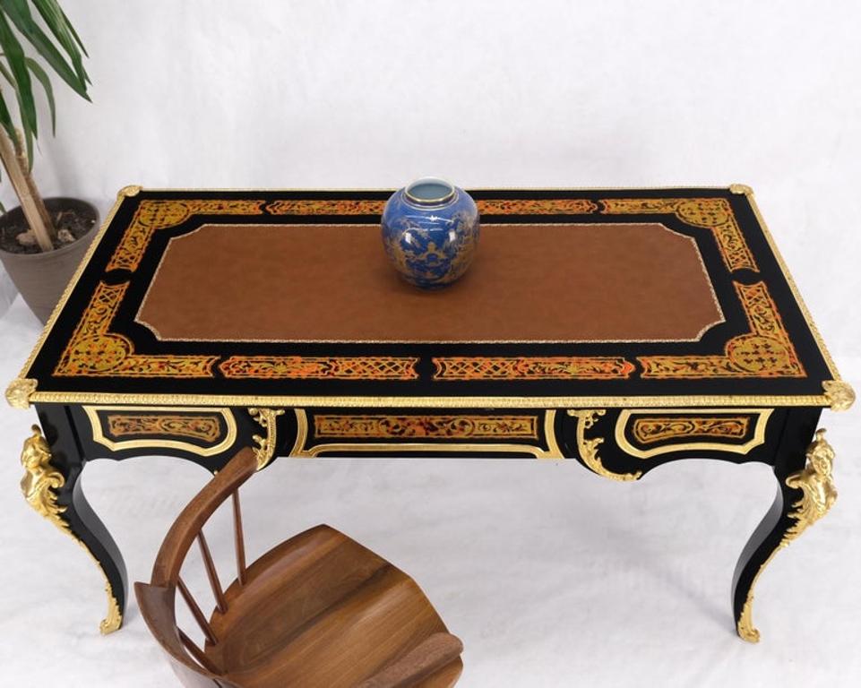 Enamel Decorated French Louis Revival Ormolu Mounted Bureau Desk Table Console