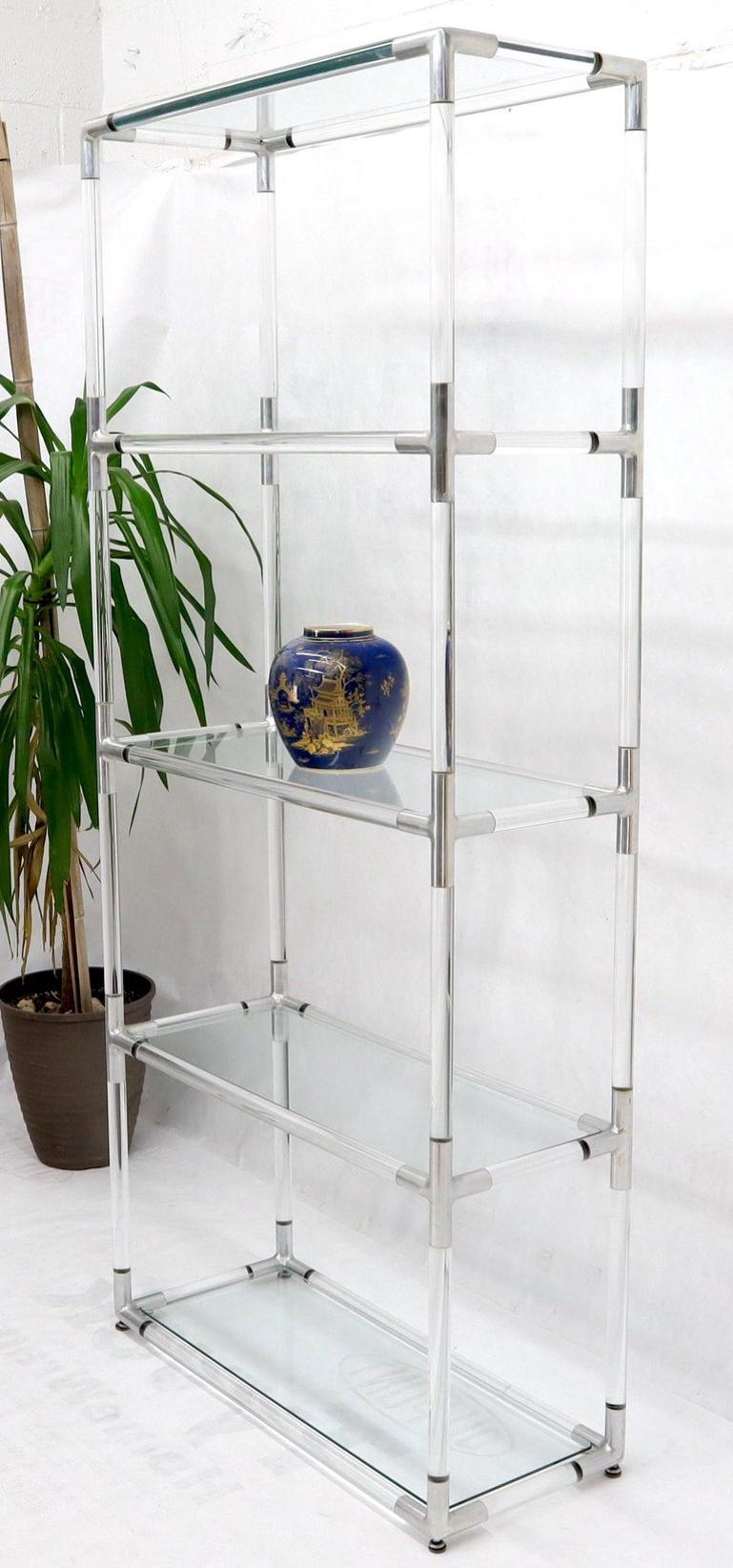 5-Tier Lucite and Glass Mid-Century Modern Étagère Shelf Wall Unit