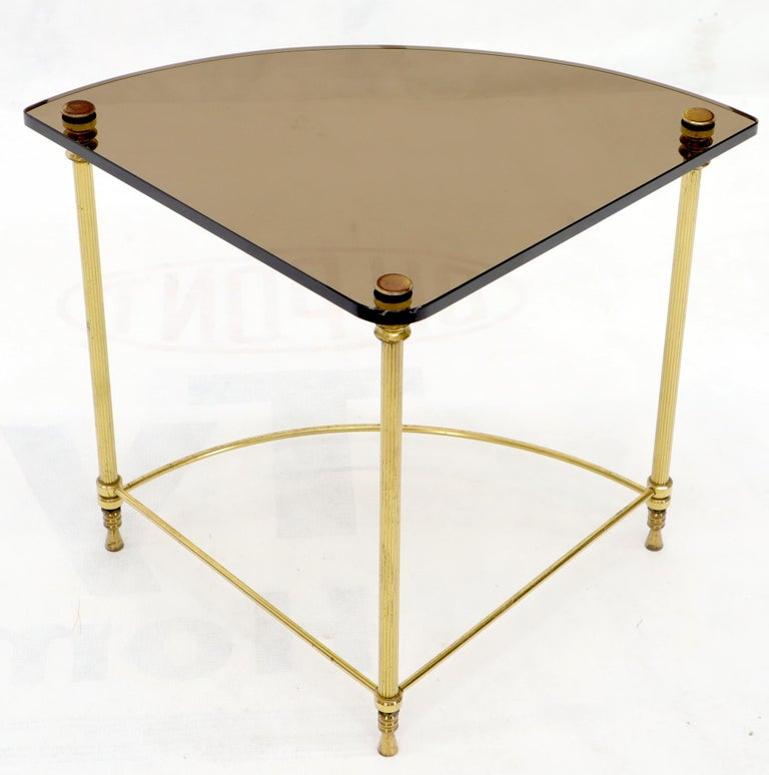 Circular Round Smoked Glass Brass Legs Nesting Coffee Table
