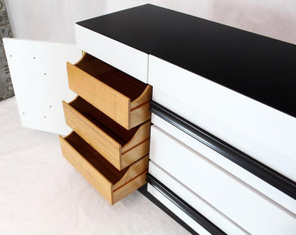 Two-Tone Black and White Lacquer 10 Drawers Dresser Cabinet