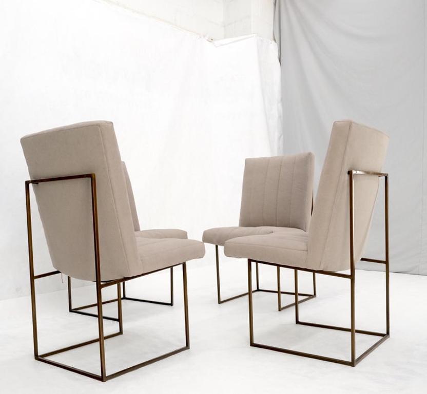 Set of 4 Milo Baughman Mid-Century Modern Dining Chairs New Alcantera Upholstery