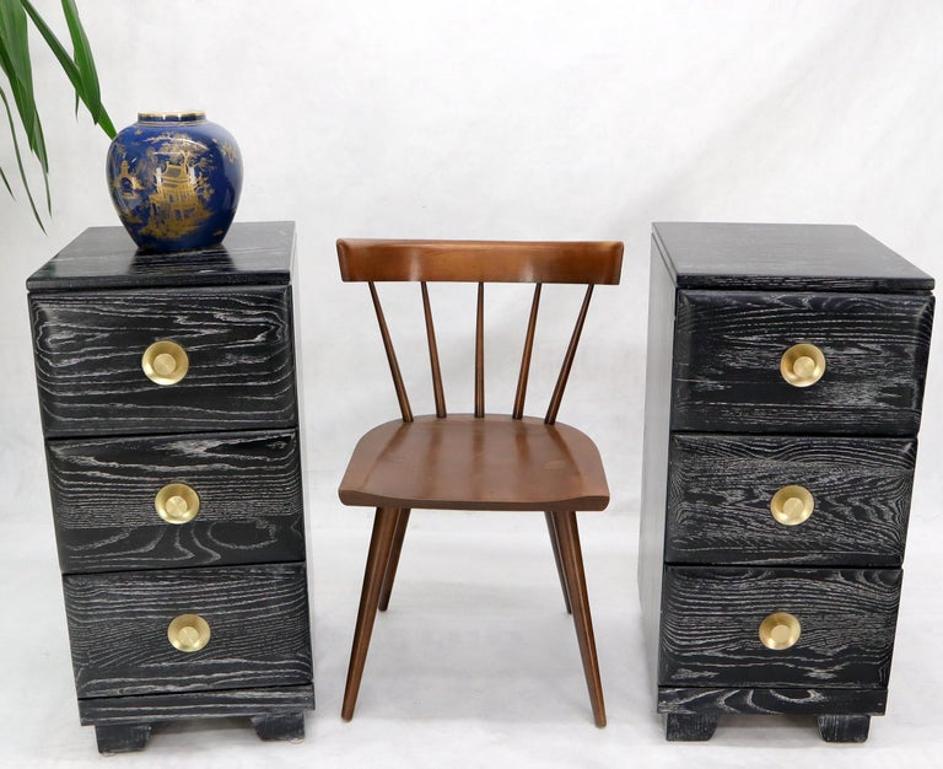 Pair of Three-Drawer Ceruised Oak Nightstands End Tables