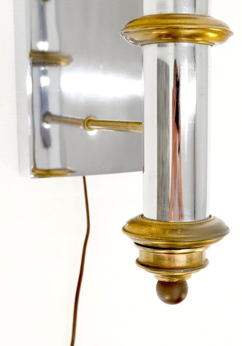 Fine Chrome Brass Mid Century Modern Sconce Light Fixture Lamp