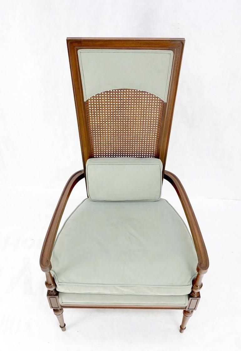 Tall Cane Back Down Filled Upholstery Seat Cushion Arm Chair Mint!