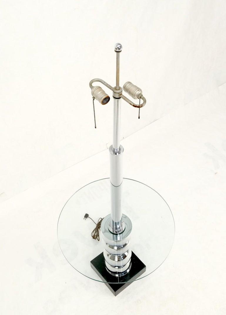 Pancaked Chrome Spheres Base Glass Top End Table Floor Lamp Mid-Century Modern