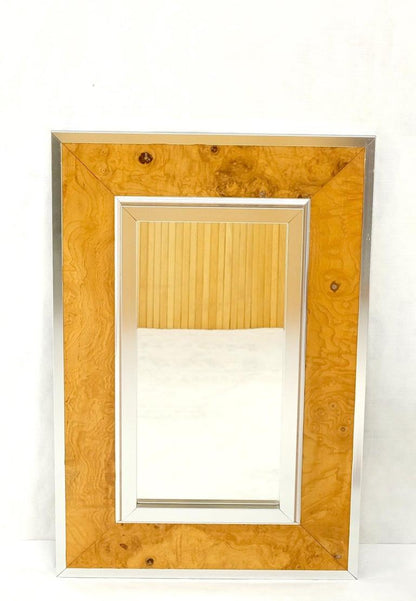 Rectangle Mid-Century Modern Burl Wood & Aluminum Mirror by Greg Copeland MINT!