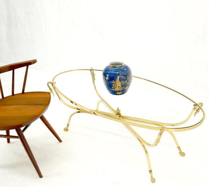 Solid Brass Oval Swan Heads Feet Motive Coffee Table Center Finial