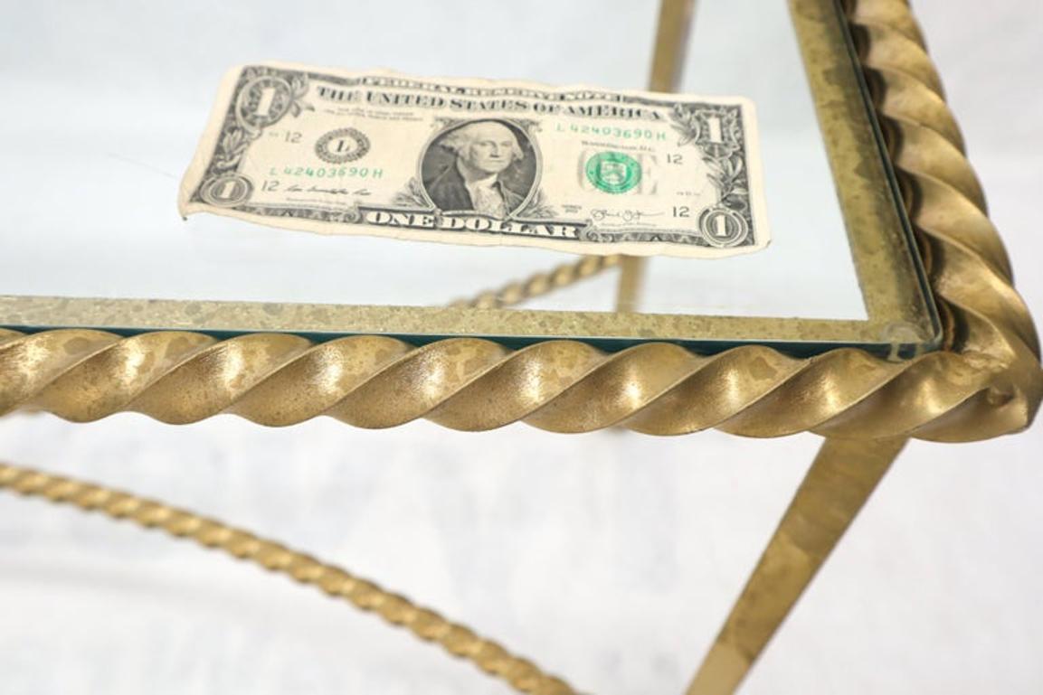 Twisted Rope Forged Gold Finish Glass Top Console Table