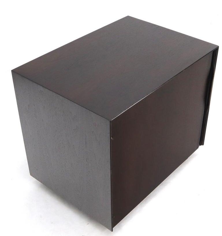 Mid-Century Modern Cube Shape Compact Liquor Cabinet End Table Espresso Finish