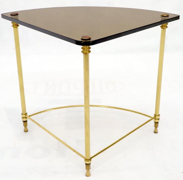 Circular Round Smoked Glass Brass Legs Nesting Coffee Table