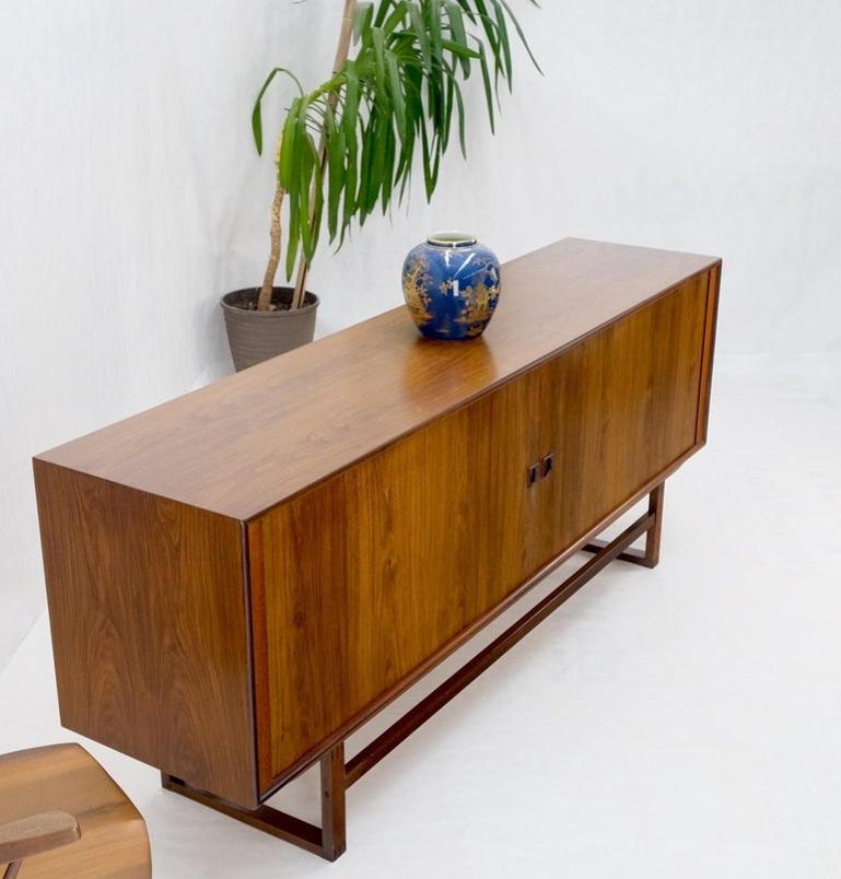 Tambour Doors Rosewood Danish Mid-Century Modern Long Credenza Buffet Dresser