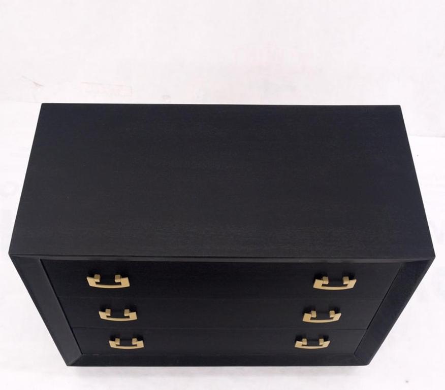 Gold Drop Pulls Ebonized Mahogany 3 Drawers Bachelors Chest Dresser Cabinet MINT