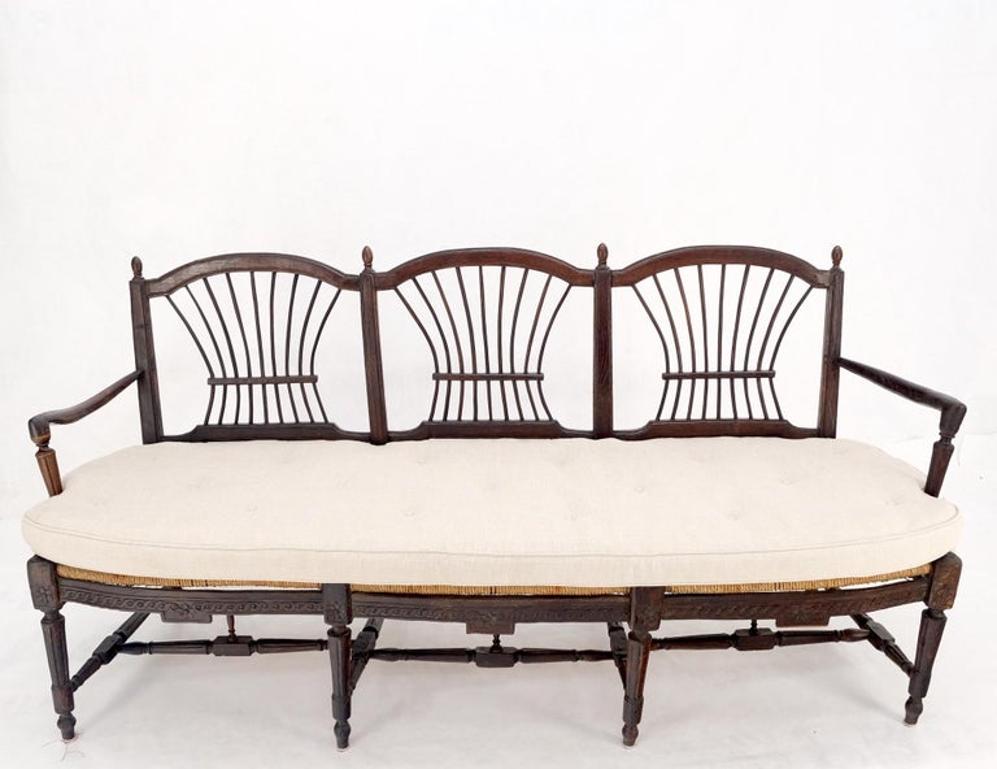 Antique Tripple Rush Seat Solid Linen Upholstery Cushion Bench Sattee Sofa Mint!
