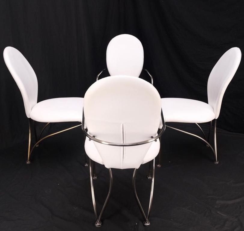 Set of 4 Mid-Century Modern Dining Chairs DIA White Upholstery MINT!