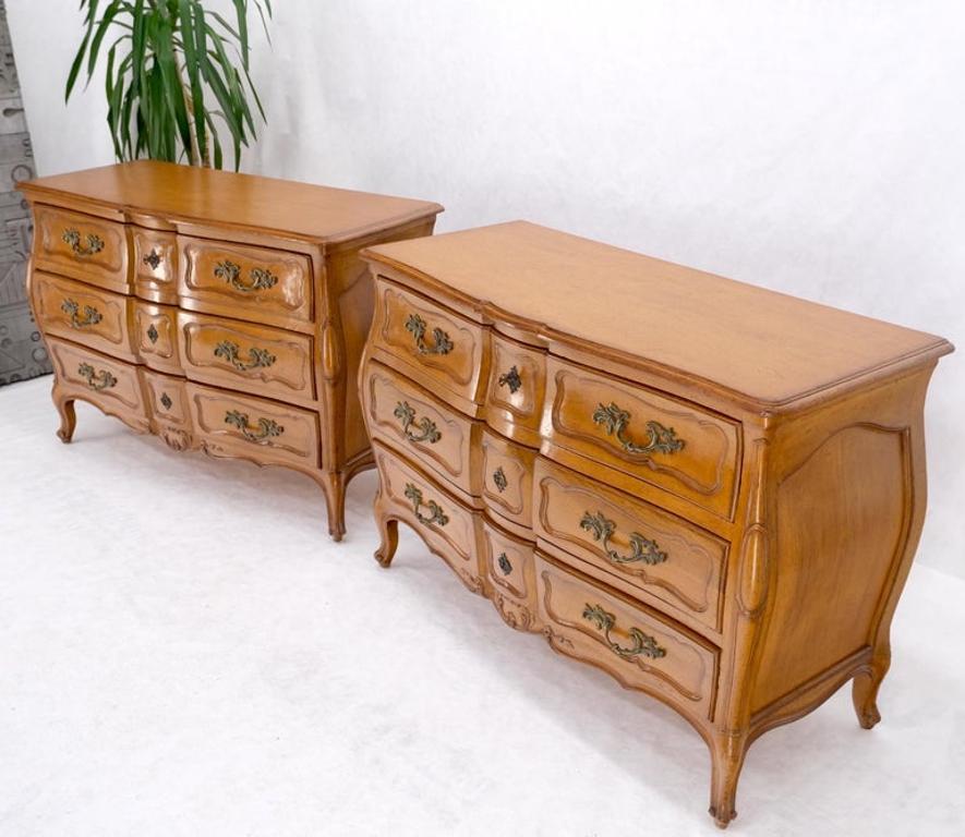 Pair Country French Bombay Shape Three Drawers Dressers Commodes Chests 3 Drawer