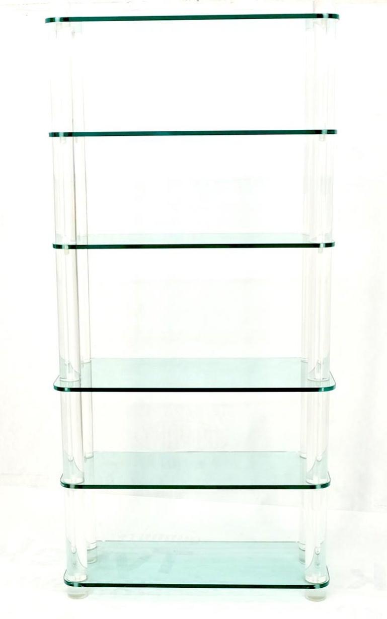 Thick Lucite Frame 6 Tier Mid Century Modern Etagere Shelving