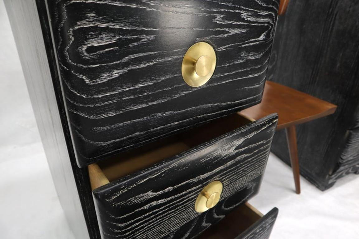 Pair of Three-Drawer Ceruised Oak Nightstands End Tables
