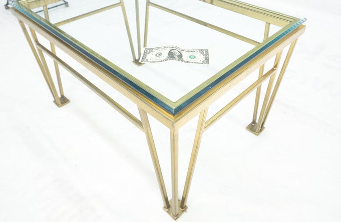 EstablishedLines Geometric Frame Style Legs Rectangular Brass Plated Side Table w/ Glass Top