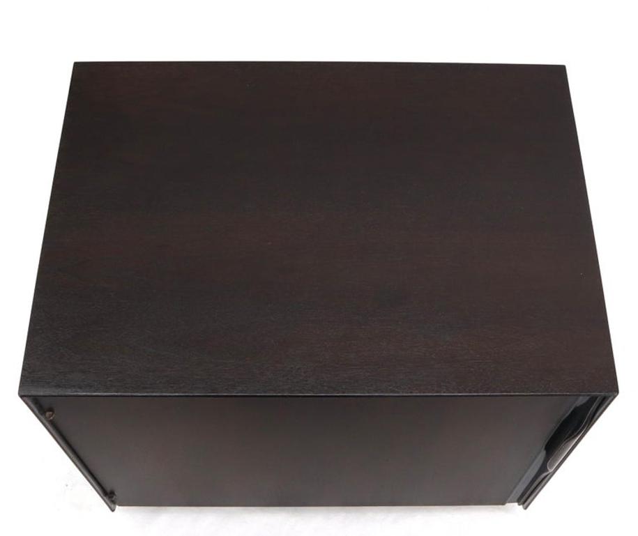 Mid-Century Modern Cube Shape Compact Liquor Cabinet End Table Espresso Finish