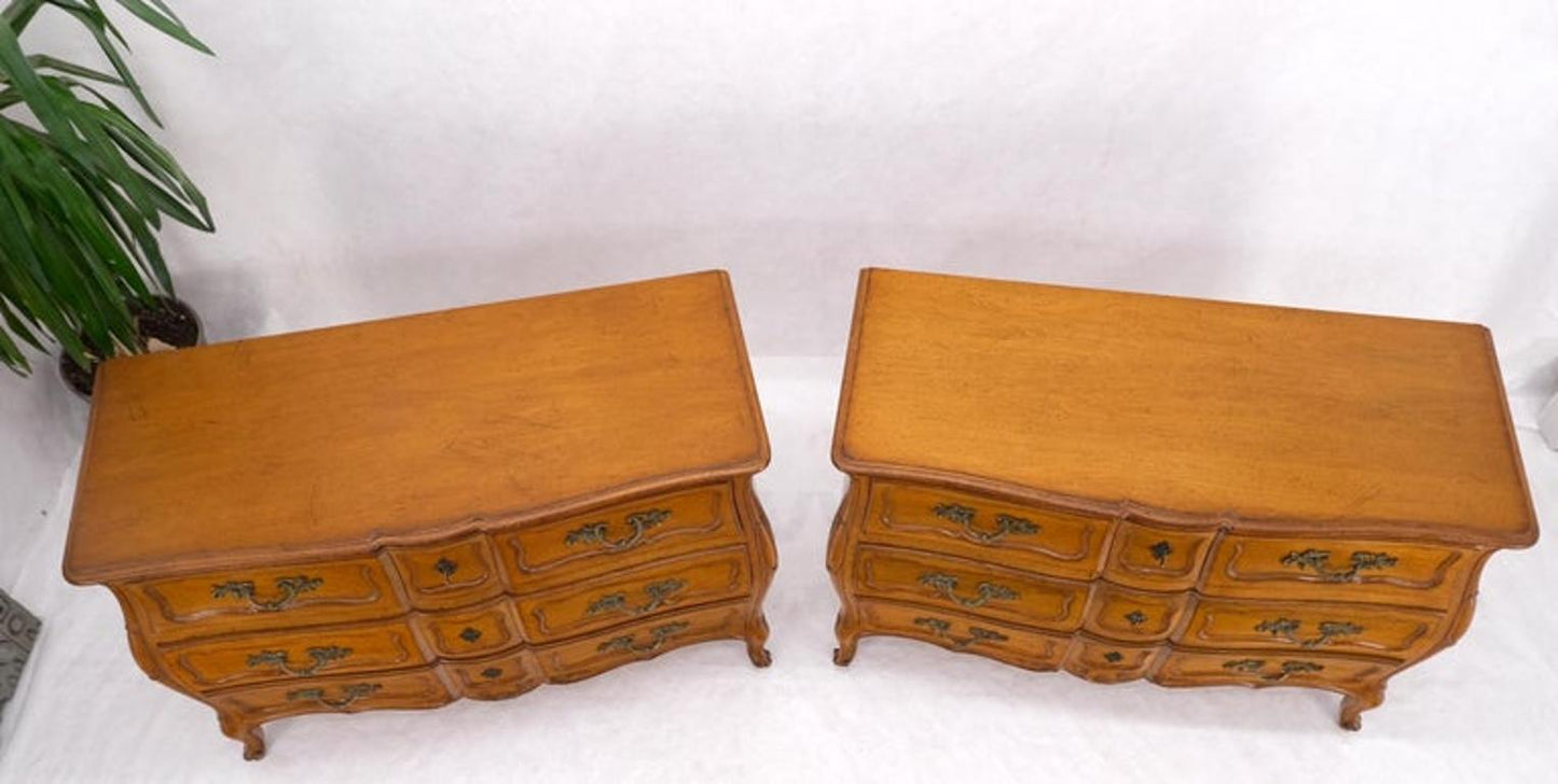 Pair Country French Bombay Shape Three Drawers Dressers Commodes Chests 3 Drawer