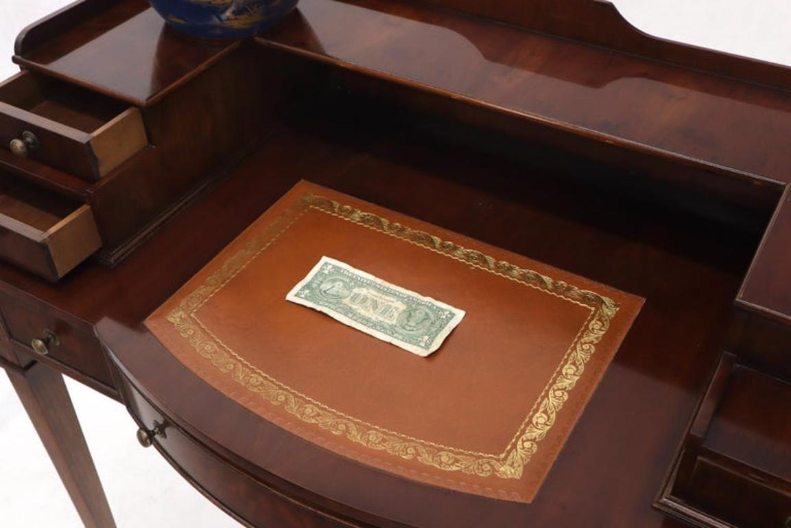 Petit English Multi Drawer Compartment Mahogany Leather Top Desk