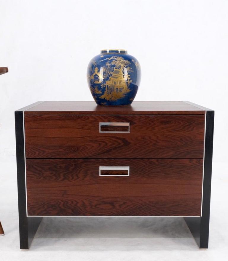 Mid Century Modern Rosewood Two Drawers End Table NightStand by John Stuart MINT