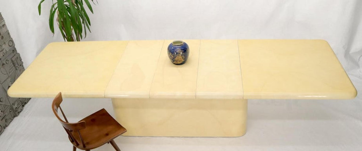Expandable Extra Long Faux Lacquered Goat Skin Dining Conference Table
