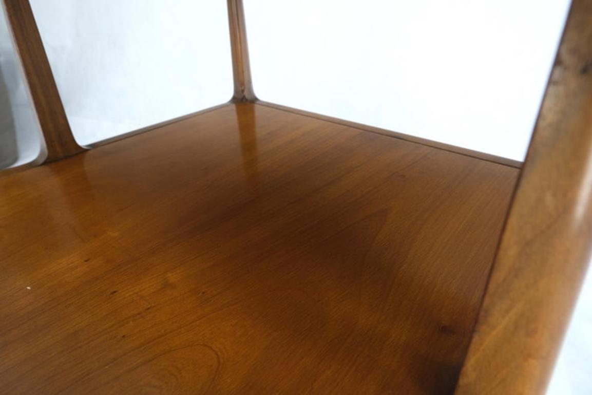 Henredon Solid Walnut Sculptural Two Tier One Drawer Step Side Table