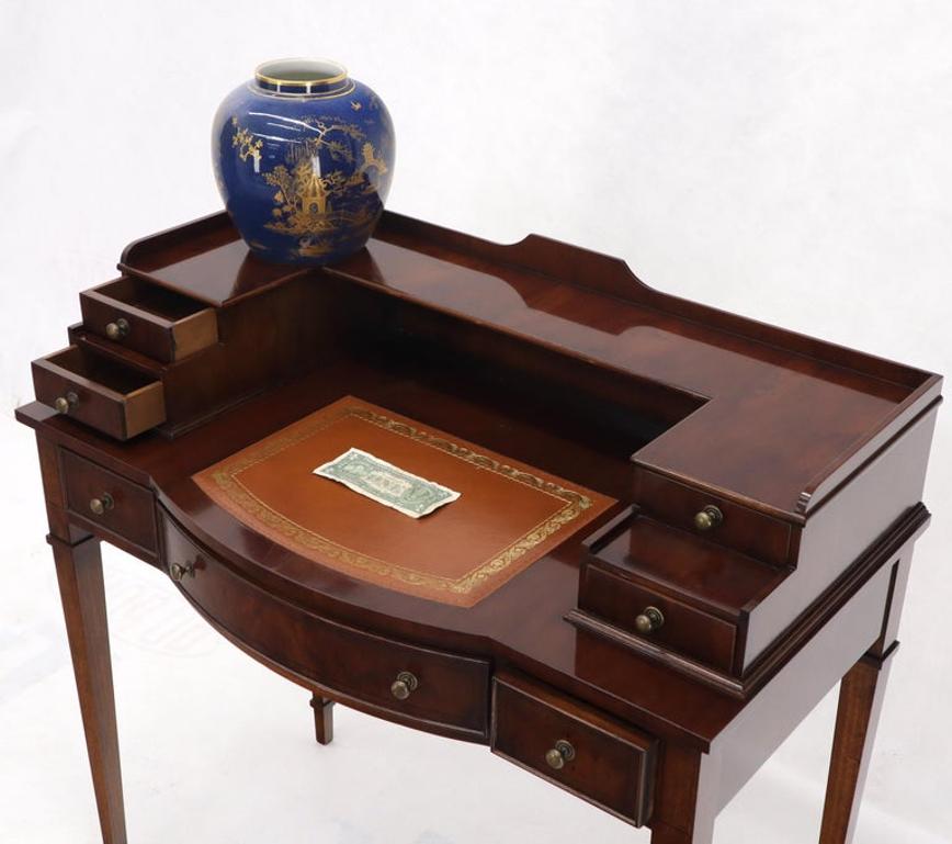 Petit English Multi Drawer Compartment Mahogany Leather Top Desk