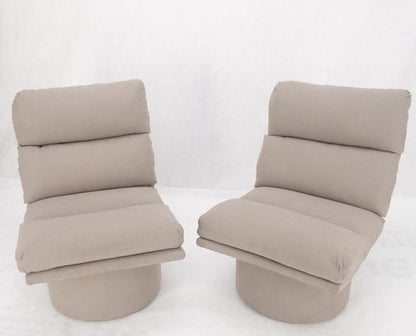 Pair New Light Coffee to Grey Alcantera Upholstery Scoop Lounge Chairs SHARP!