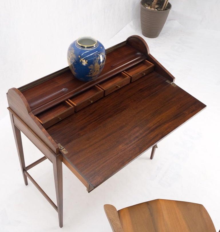 Petit Roll Top Mahogany Mechanical Desk Writing Table Tapered Legs Mid Century