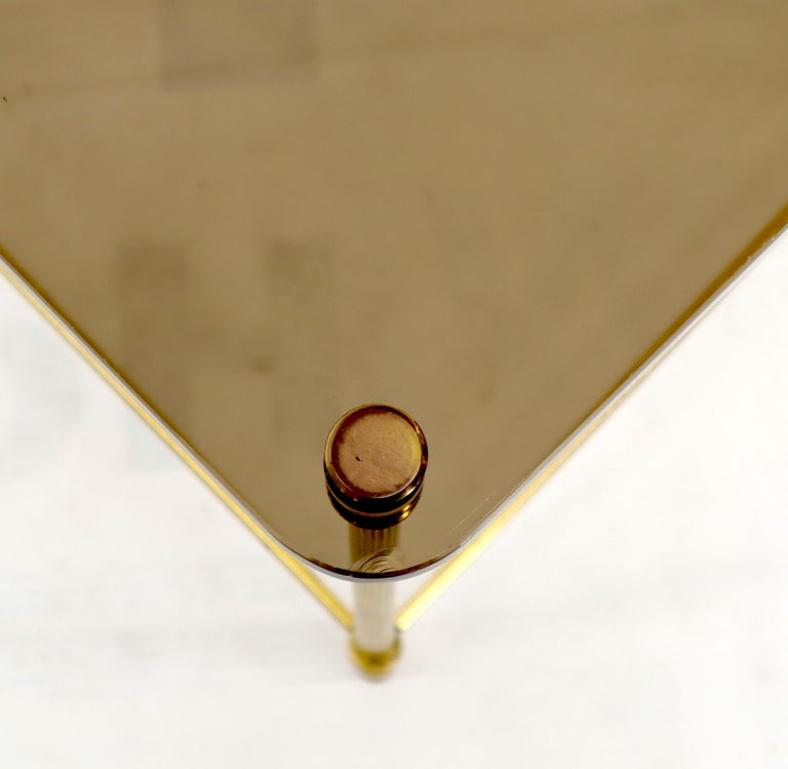 Circular Round Smoked Glass Brass Legs Nesting Coffee Table