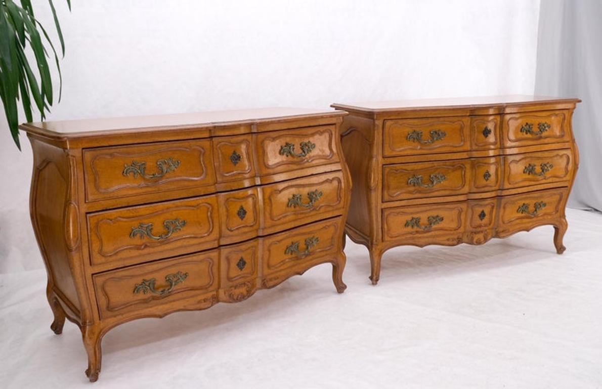 Pair Country French Bombay Shape Three Drawers Dressers Commodes Chests 3 Drawer