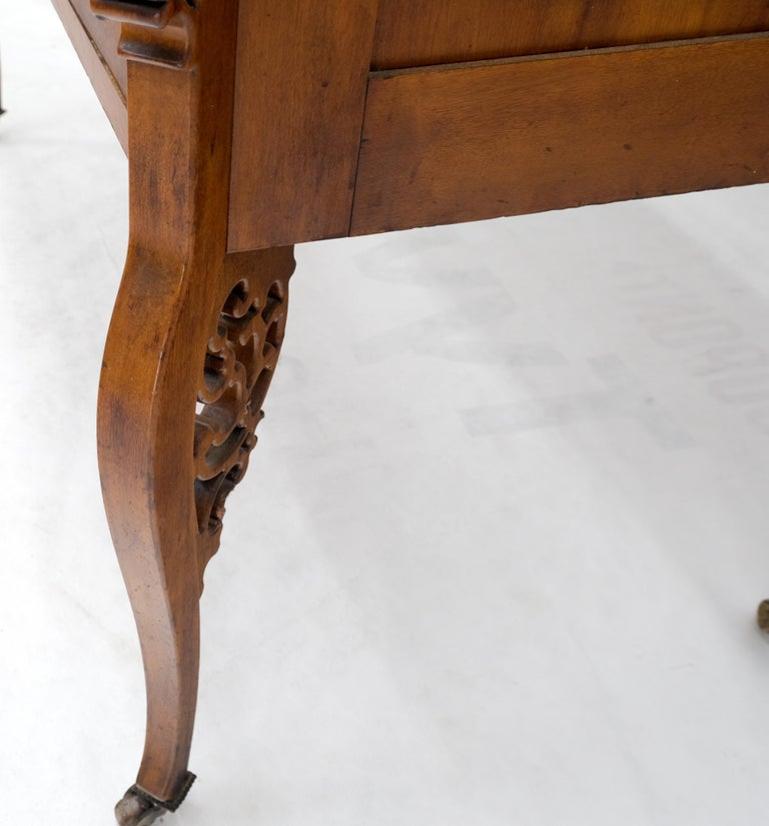Antique Carved 4 Drawers Dresser w/ Large Beveled Swivel Clove Shape Mirror