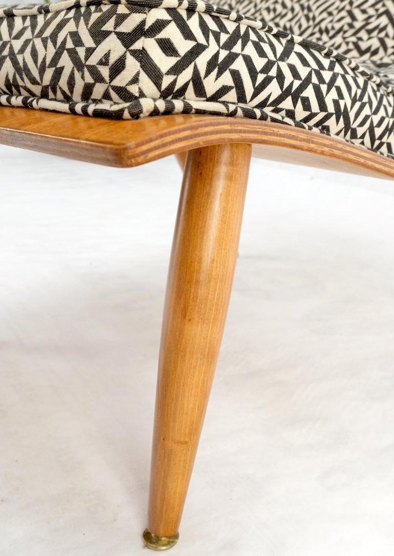 Mid-Century Modern Bent Plywood Scoop Shape Chair & Ottoman on Dowel Legs Mint