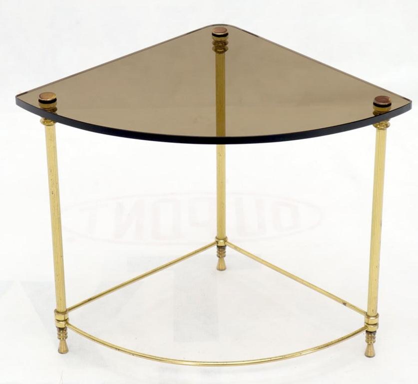 Circular Round Smoked Glass Brass Legs Nesting Coffee Table