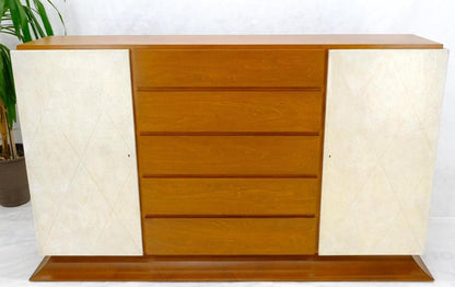 Art Deco 5 Drawers w/ 2 Secret Drawers 2 Leather Diamond Doors Compartment